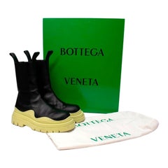 Bottega Veneta Black & Neon Green Tire Leather Boots