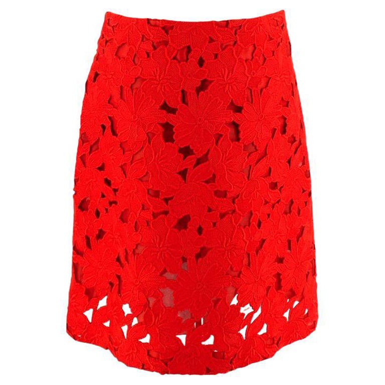 Giambattista Valli Red Velvet Skirt Sz 42 For Sale at 1stDibs