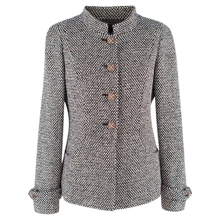 black and white boucle jacket