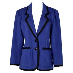 Single- breasted blue and black wool blazer Yves Saint Laurent Rive Gauche 