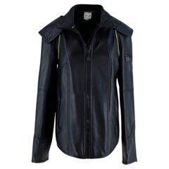 Chanel Identification Hooded Black Leather Jacket - US 12