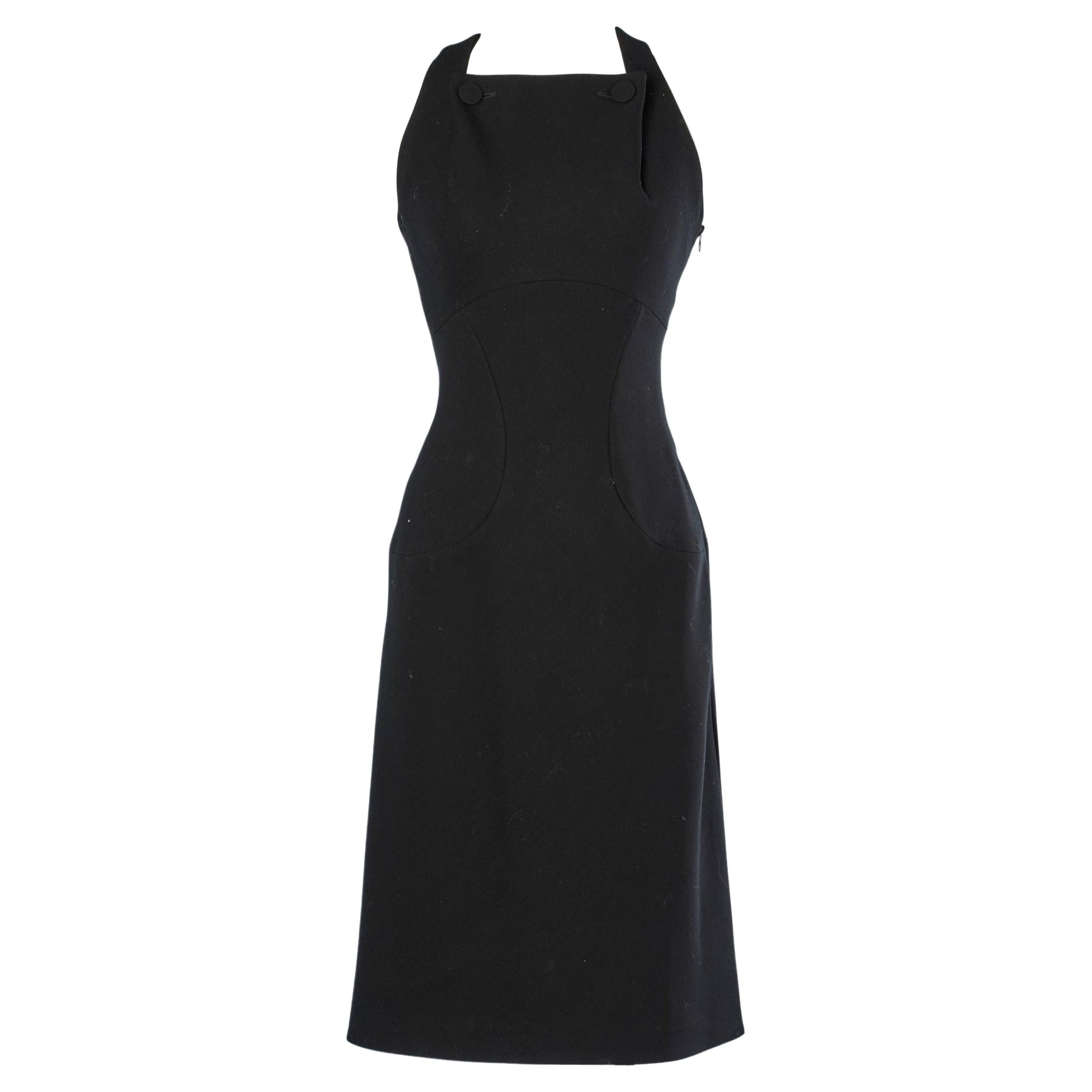Black wool  sleeveless dress AlaÏa