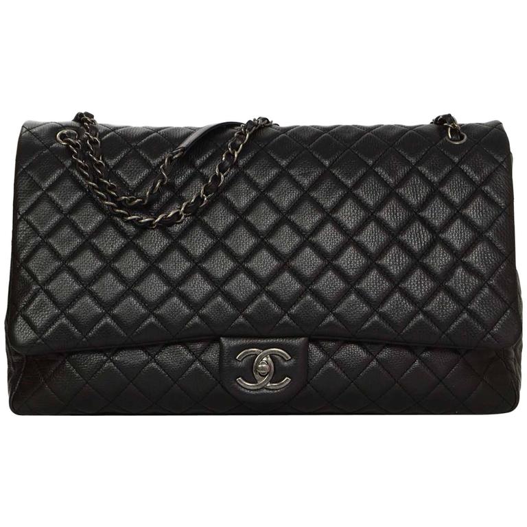 Chanel 2016 NEW w/ TAG Black Leather Quilted XL Flap Bag at 1stDibs