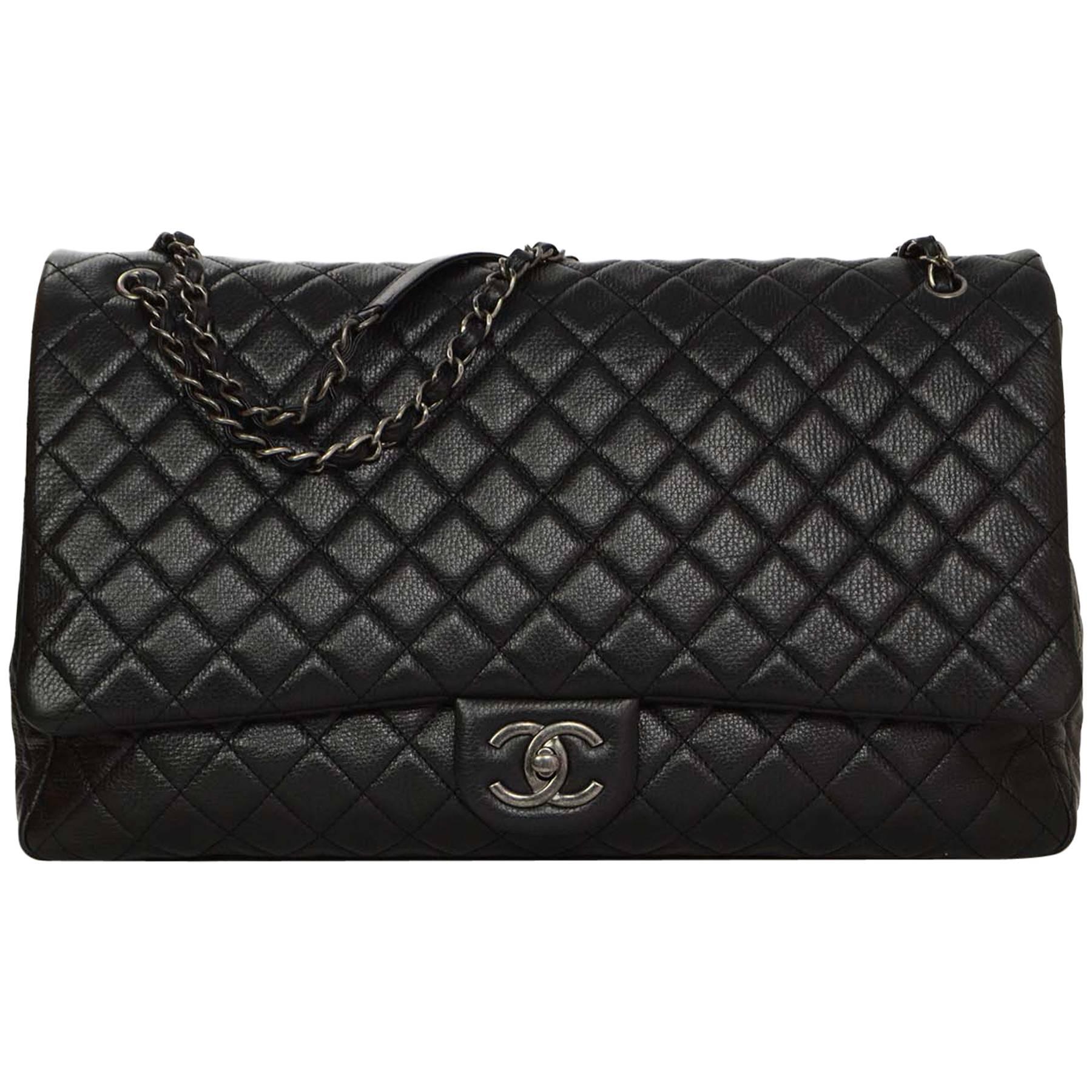 Chanel 2016 NEW w/ TAG Black Leather Quilted XL Flap Bag