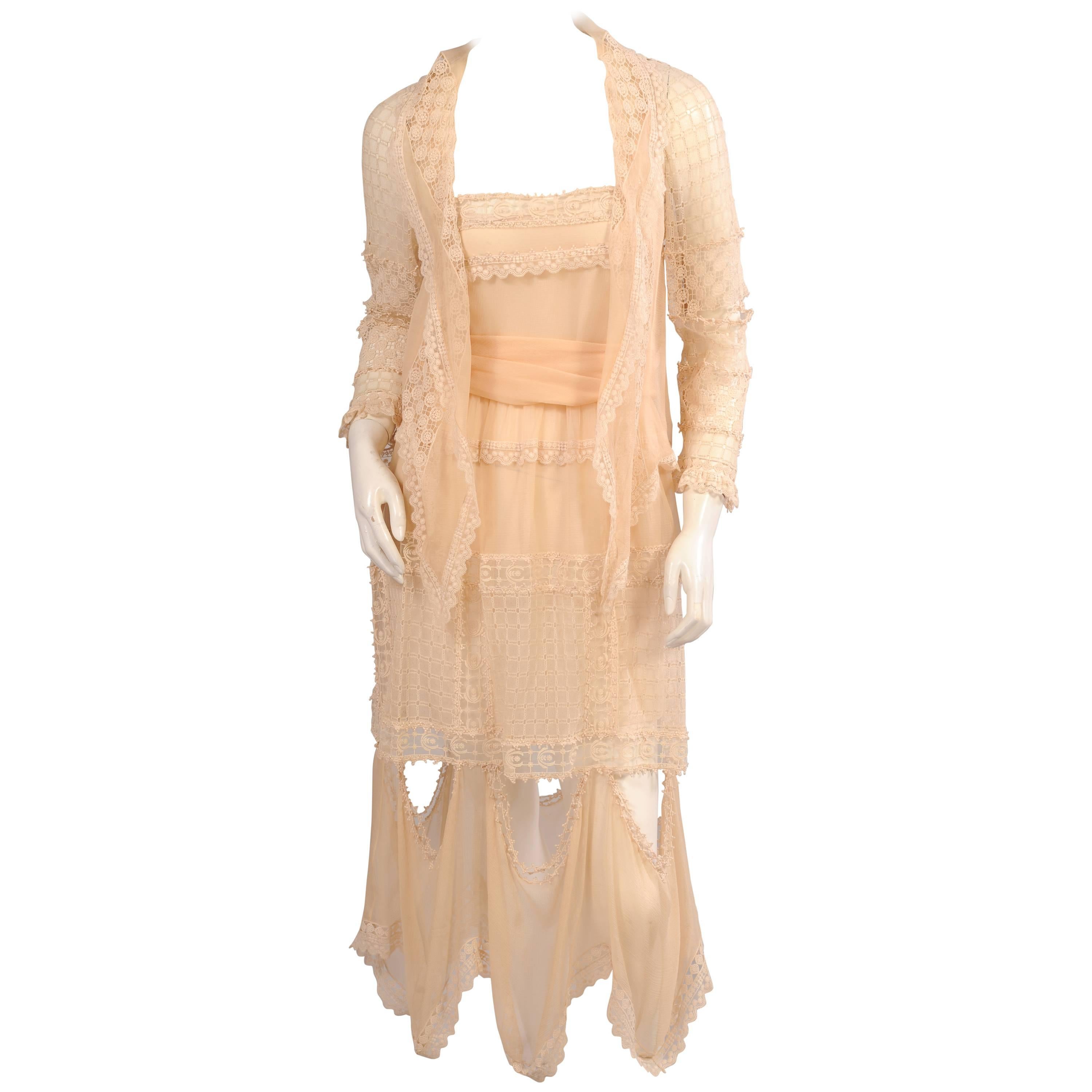 1970's Chloe Lace & Chiffon Dress & Jacket, Runway Worn