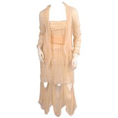 Vintage 1970's Chloe Lace & Chiffon Dress & Jacket, Runway Worn