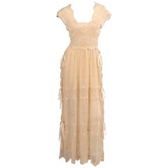 Chloe Ribbon Tied Sheer Lace Mini Maxi Dress