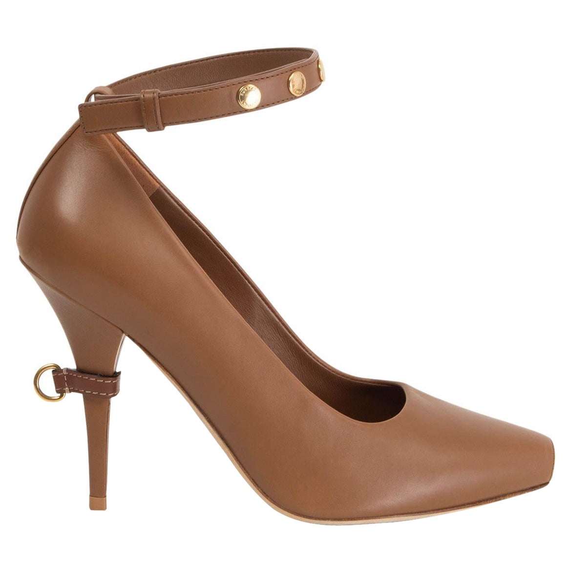 BURBERRY tan brown leather JERMYN PEEP-TOE Ankle Strap Pumps Shoes 36 For Sale