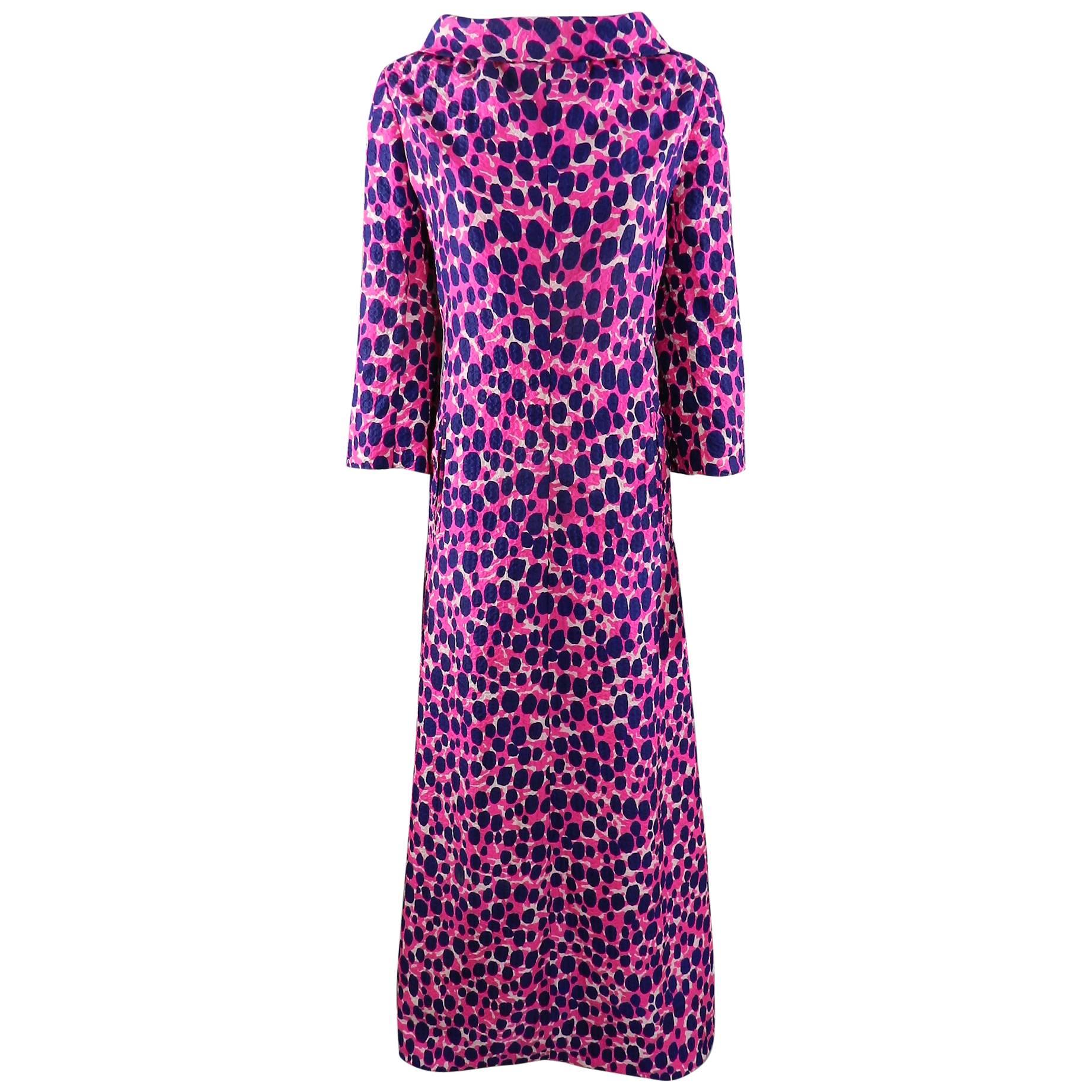 Vintage 1970’s Givenchy Haute  Couture Graphic Pink / navy Long Shift Dress