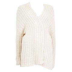 BRUNELLO CUCINELLI ivory cashmere MICRO SEQUIN Cardigan Sweater L