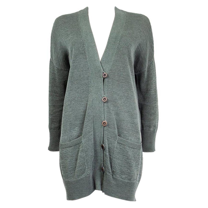BRUNELLO CUCINELLI sage green cotton Cardigan Sweater XS For Sale