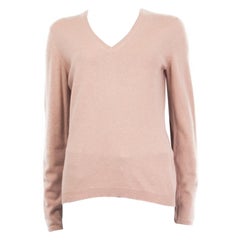 BRUNELLO CUCINELLI nude pink cashmere V-Neck Sweater L