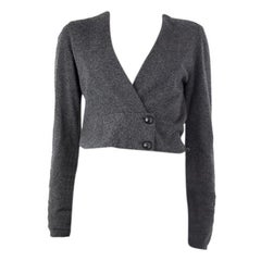 BRUNELLO CUCINELLI dark grey cashmere DOUBLE BREASTED CROP Cardigan Sweater M