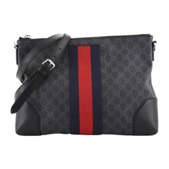 Gucci Web Zip Flat Messenger GG Coated Canvas Medium