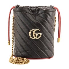 Gucci GG Marmont Bucket Bag Diagonal Quilted Leather Mini