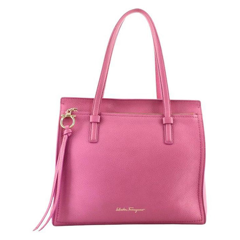 Salvatore Ferragamo Light Brown Leather Mika Tote For Sale at 1stDibs