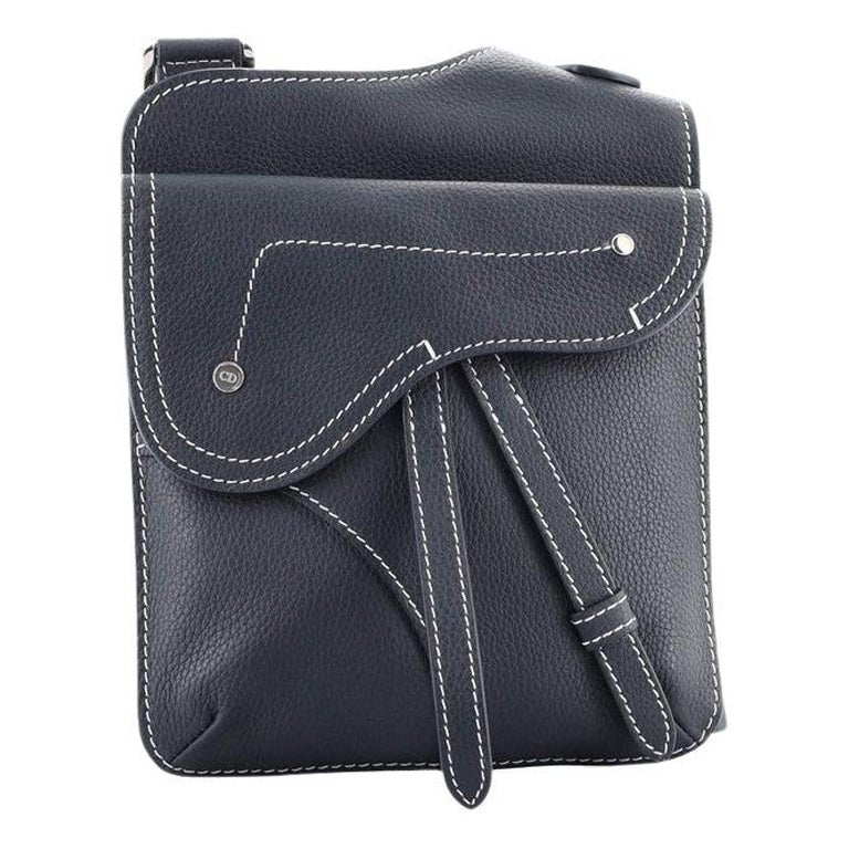 Christian Dior Saddle Flat Messenger Bag Leather