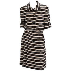 Yves Saint Laurent Haute Couture Black & White Silk Dress