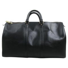 Vintage Louis Vuitton Black Epi Leather Keepall 45 Boston Duffle PM 863015 