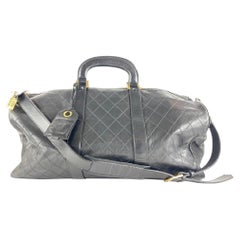 Chanel XL Black Quilted Lambskin Jumbo Boston Classic Duffle Bag Strap 862154