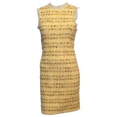 Carolina Herrera Yellow Tweed Sheath Dress