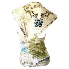 Roberto Cavalli Spring 2003 Silk Chinoiserie Style Pheasant and Floral Top 