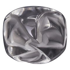 Lalique Flower Fleur Ronces Clear Crystal Dome Ring in Box Size 6