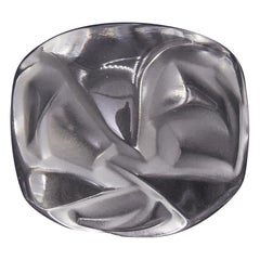 Lalique Blume Fleur Ronces Kuppelring aus klarem Kristall in Box Größe 6