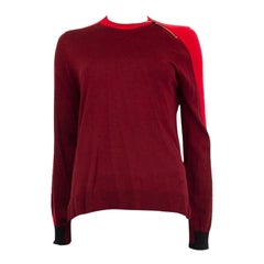 LOUIS VUITTON burgundy & red cashmere & wool ZIP NECK Sweater M