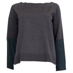 LOUIS VUITTON grey wool FLORAL SIDE-ZIP BOATNECK Sweater M
