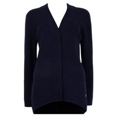 BALENCIAGA navy blue wool CONCEALED BUTTON Cardigan Sweater 36 XS