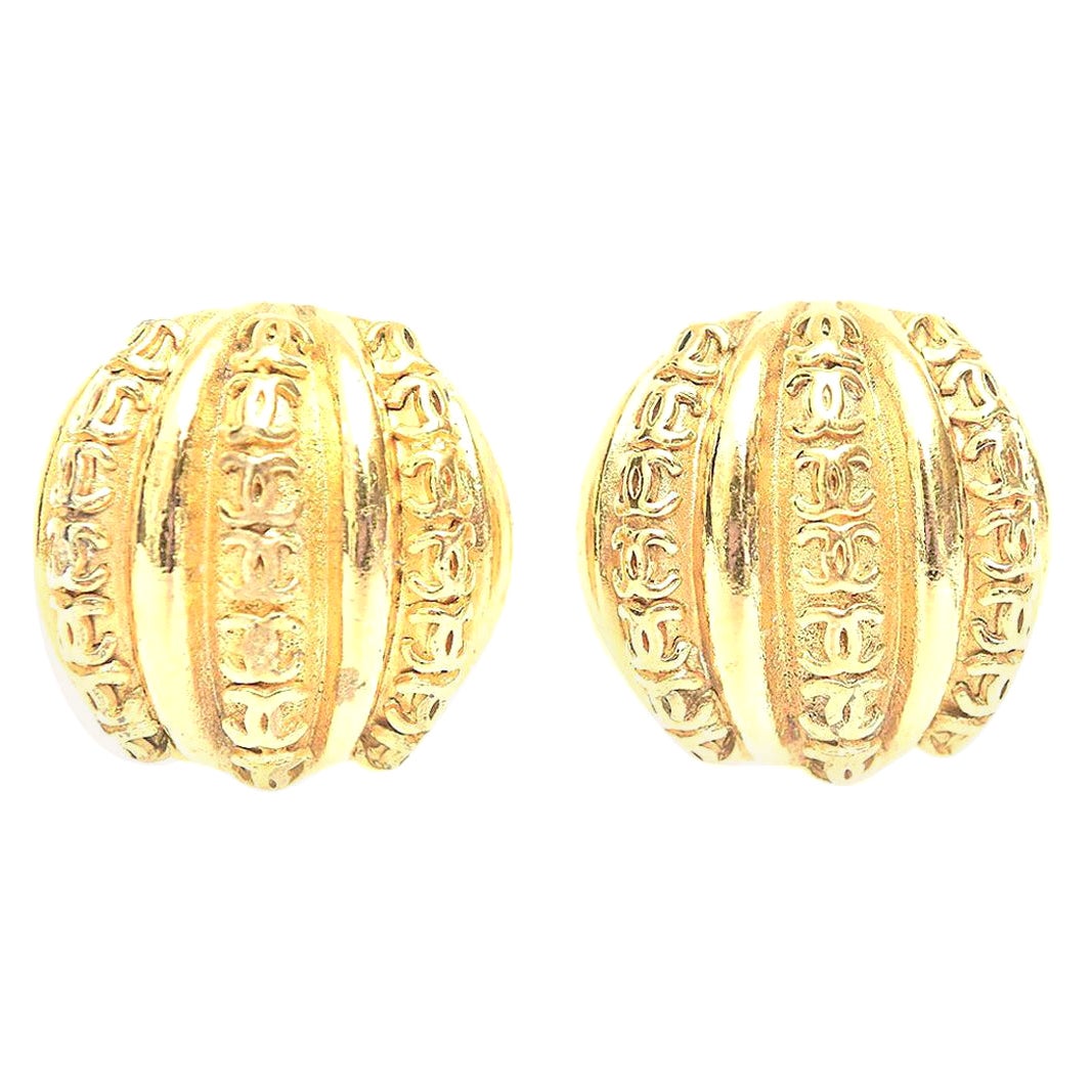 Chanel CC Dome Clip On Earrings Pair Of Vintage at 1stDibs