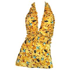 Vintage Fendi by Karl Lagerfeld ' Fish ' Novelty Print Silk Halter Top 3