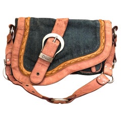 Borsa a tracolla Gaucho Denim Blu di Christian Dior degli anni 2000