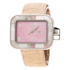 Meyers Pink Mother of Pearl Stainless Steel Women's Wristwatch 42MM