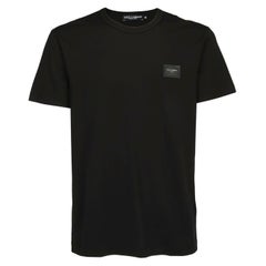 Dolce & Gabban T-shirt Black Logo Plaque Short Sleeves Cotton Men Top 