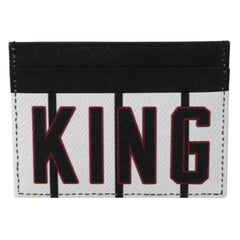 Dolce & Gabbana Black White Leather King Crown Card Holder Wallet Men's Purse