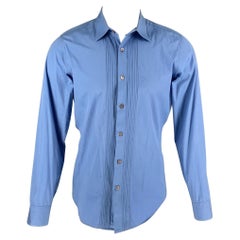 BURBERRY PRORSUM Size M Blue Cotton Tuxedo Long Sleeve Shirt