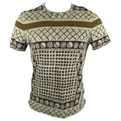 BURBERRY PRORSUM Spring 2013 Size M Olive Green Graphic Cotton T-shirt