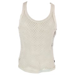 BURBERRY Size M White Mesh Cotton Tank Top