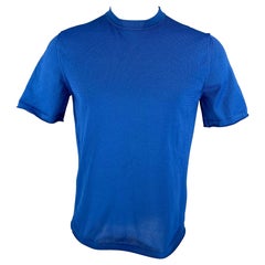 JIL SANDER Spring 2013 Size S Royal Blue Crew-Neck Short Sleeve Shirt