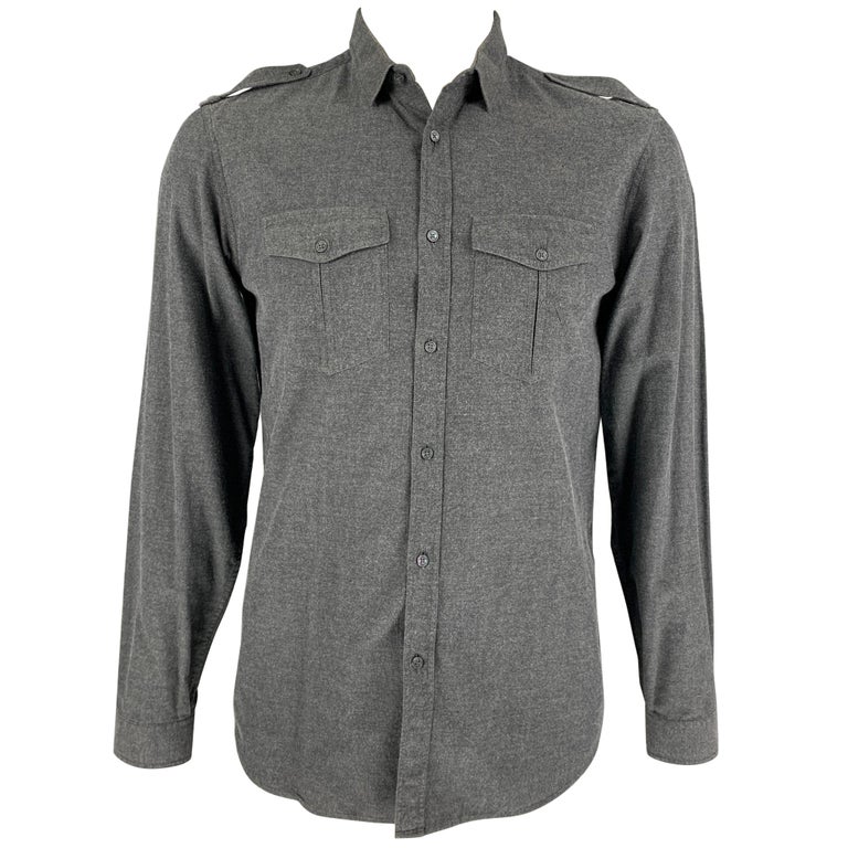 BURBERRY PRORSUM Fall 2010 L Gray Cotton Button Up Long Sleeve Shirt For  Sale at 1stDibs