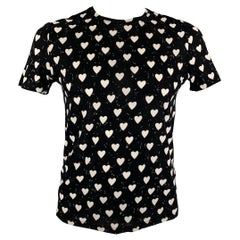 BURBERRY PRORSUM Pre-Fall 2013 Size L Black & White Heart Graphic Cotton T-shirt