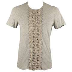 BURBERRY PRORSUM Size XL Gray Metallic Applique Cotton T-shirt