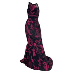 J Mendel Floral Jacquard Evening Long Dress Gown  size 8