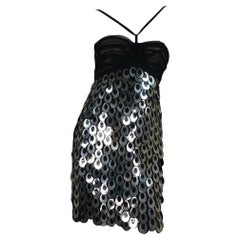 Vintage Versace 2007 Silver Paillette Mini Dress as seen on Halle Berry 42 US 8