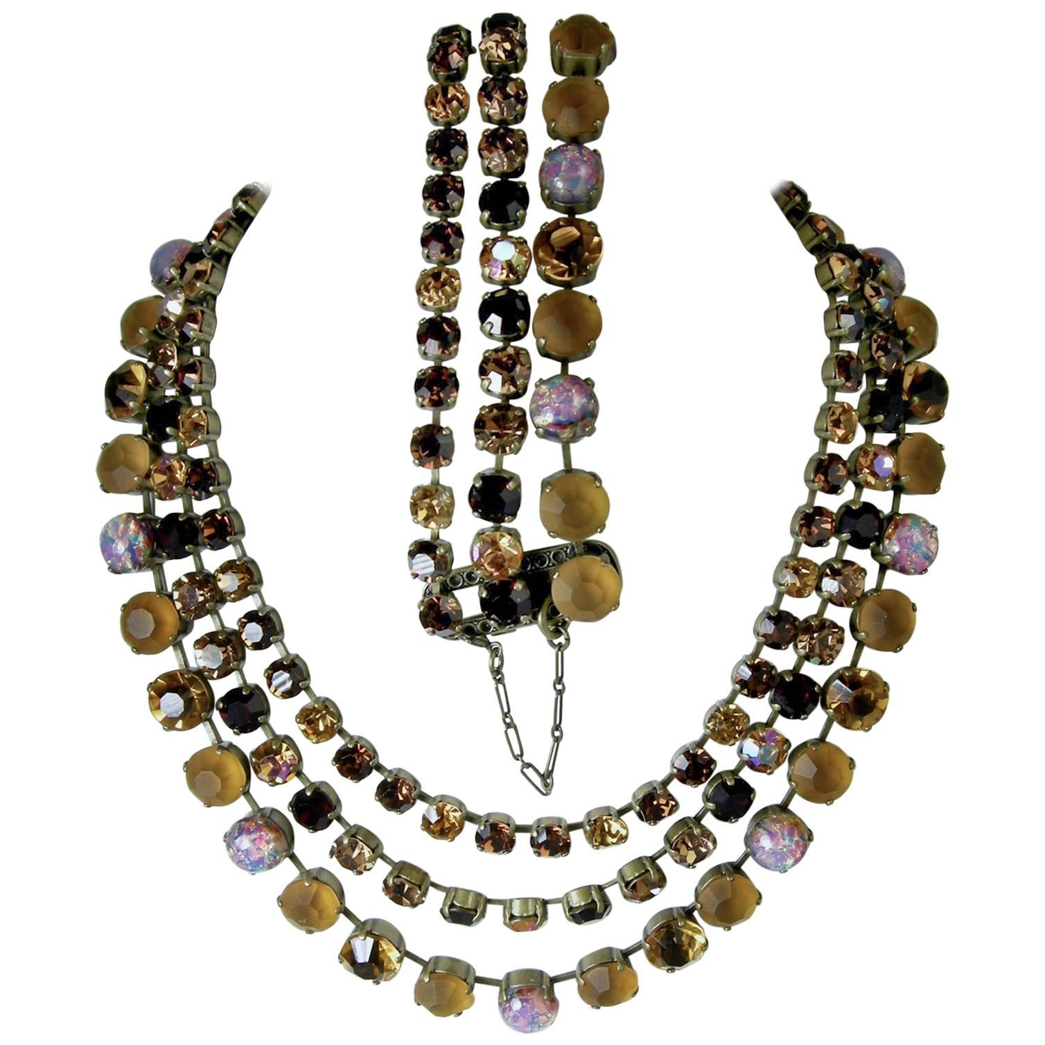 Hard-To-Find Vintage 90s JL Blin Paris 3-Strand Necklace & Bracelet For Sale