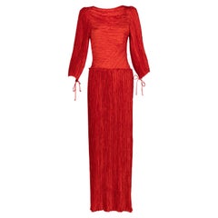 Vintage Mary Mcfadden Red Fortuny Pleated Maxi Dress