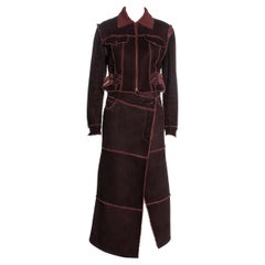 Christian Dior by John Galliano shearling jacket and wrap skirt set , fw 2000