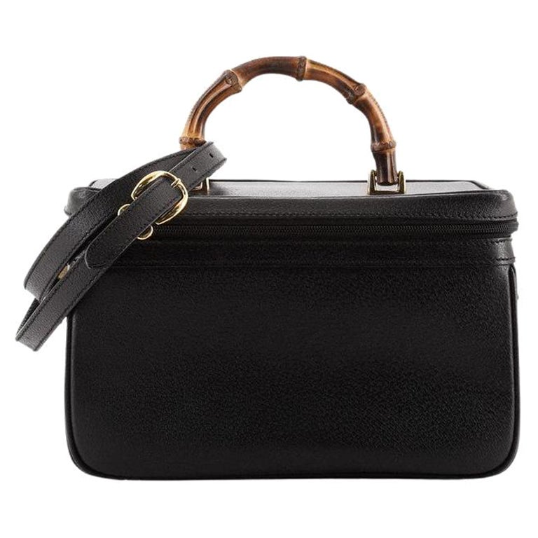 Gucci Vintage Bamboo Vanity Case Leather Medium at 1stDibs